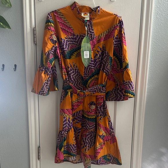 FARM Rio Beaded Macaws Mini Belted Dress Vibrant Tropical Resortwear Large NWT - Picture 3 of 11